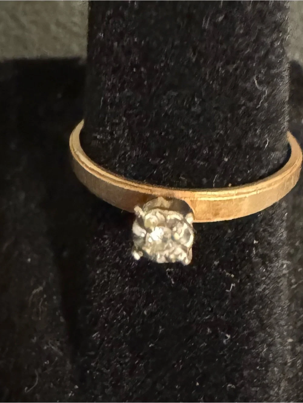 Classic Brushed 14kt Gold Solitaire Ring with Natural Diamond